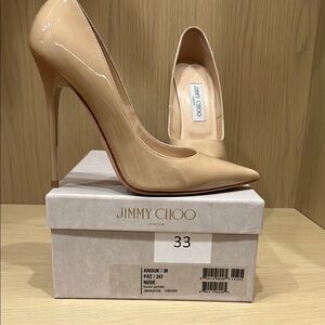 Jimmy Choo Nude Patent Leather Pumps